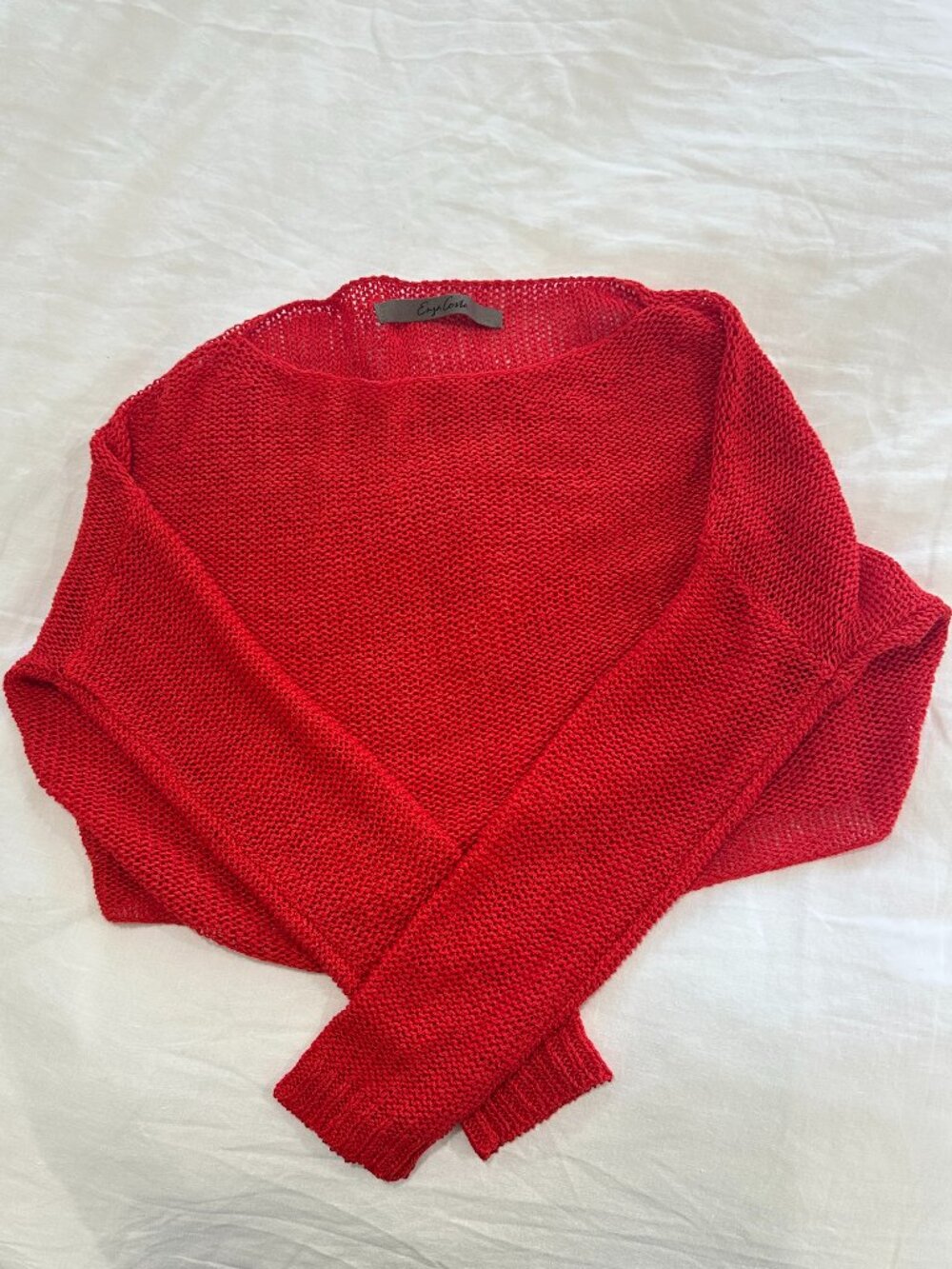 Enza Costa Linen Open Knit Bateau Sweater Red - Small